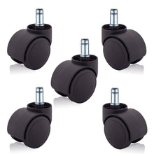 画像をギャラリービューアに読み込む, ENJOY二色成形ウレタンキャスター オフィスチェア 椅子交換用 静音 高耐久性 キズつきにくい 差込式 シャフト径 11mm (5個セット) (5007BUB-38)