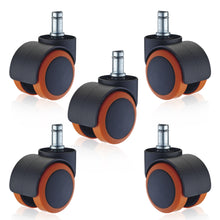 画像をギャラリービューアに読み込む, ENJOY二色成形ウレタンキャスター輪径50mmオフィスチェア 椅子交換用 静音 高耐久性 キズつきにくい 差込式 シャフト径 11mm (5個セット) (5006BUOR-23-JP)