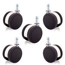 画像をギャラリービューアに読み込む, ENJOY 二色成形ウレタンキャスター 輪径60mm IKEA イケア オフィスチェア 椅子交換用 差込式 シャフト径 10mm (5個セット) (6005BUB-23-IK-C)