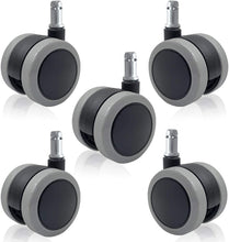 画像をギャラリービューアに読み込む, ENJOY二色成形ウレタンキャスター輪径50mmオフィスチェア 椅子交換用 静音 高耐久性 キズつきにくい 差込式 シャフト径 11mm (5個セット) (5007BUG-14-NC)