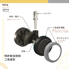 画像をギャラリービューアに読み込む, ENJOY二色成形ウレタンキャスター輪径60mmオフィスチェア 椅子交換用 静音 高耐久性 キズつきにくい 差込式 シャフト径 11mm (5個セット) (6005BUB-23-C)

